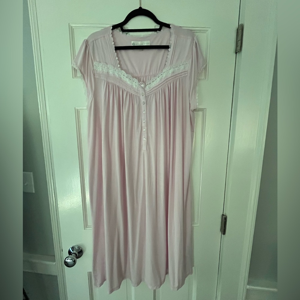 Eileen West Blush Nightgown with White Lace